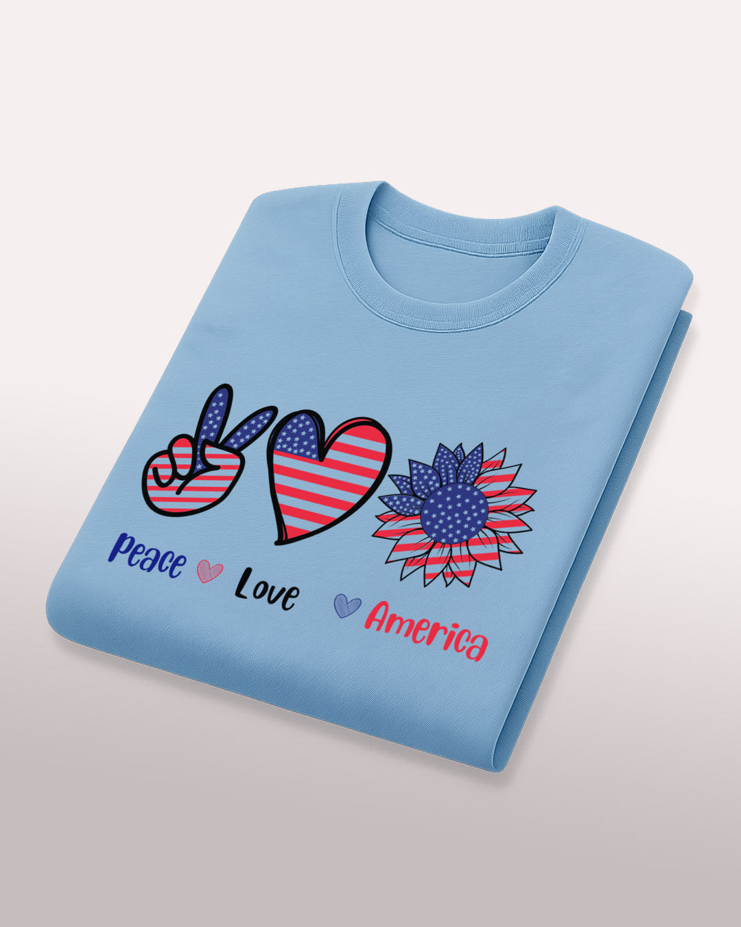 Peace, Love, America Tee – Patriotic Flower Power