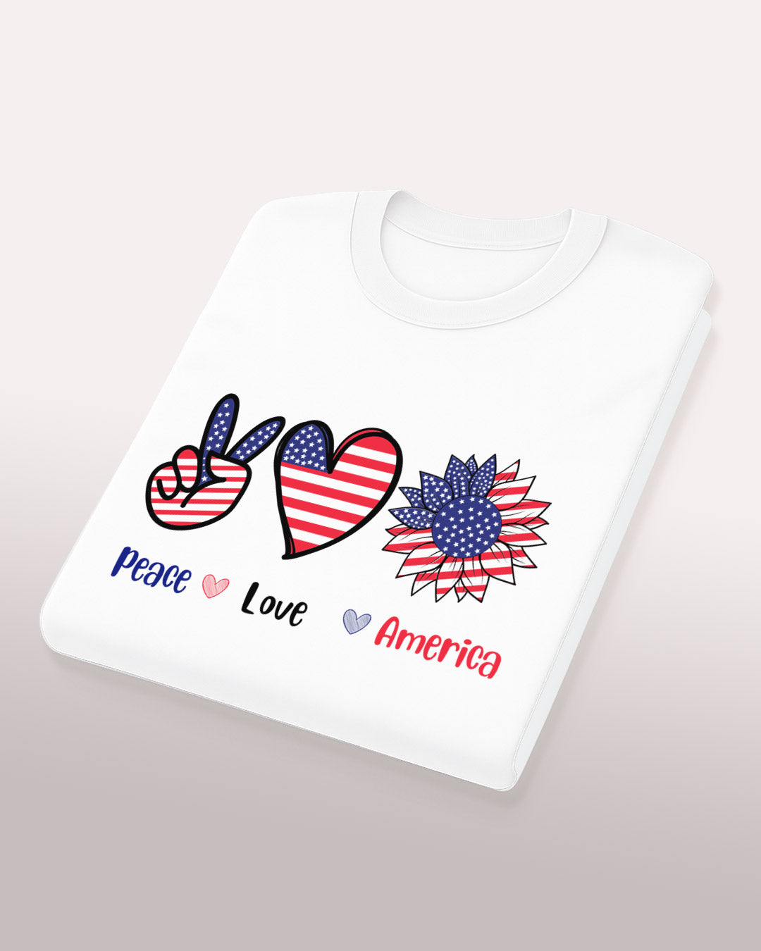 Peace, Love, America Tee – Patriotic Flower Power