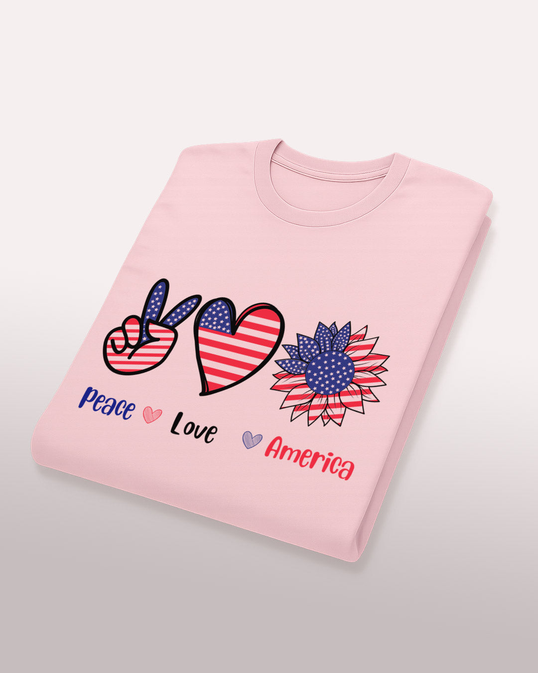Peace, Love, America Tee – Patriotic Flower Power