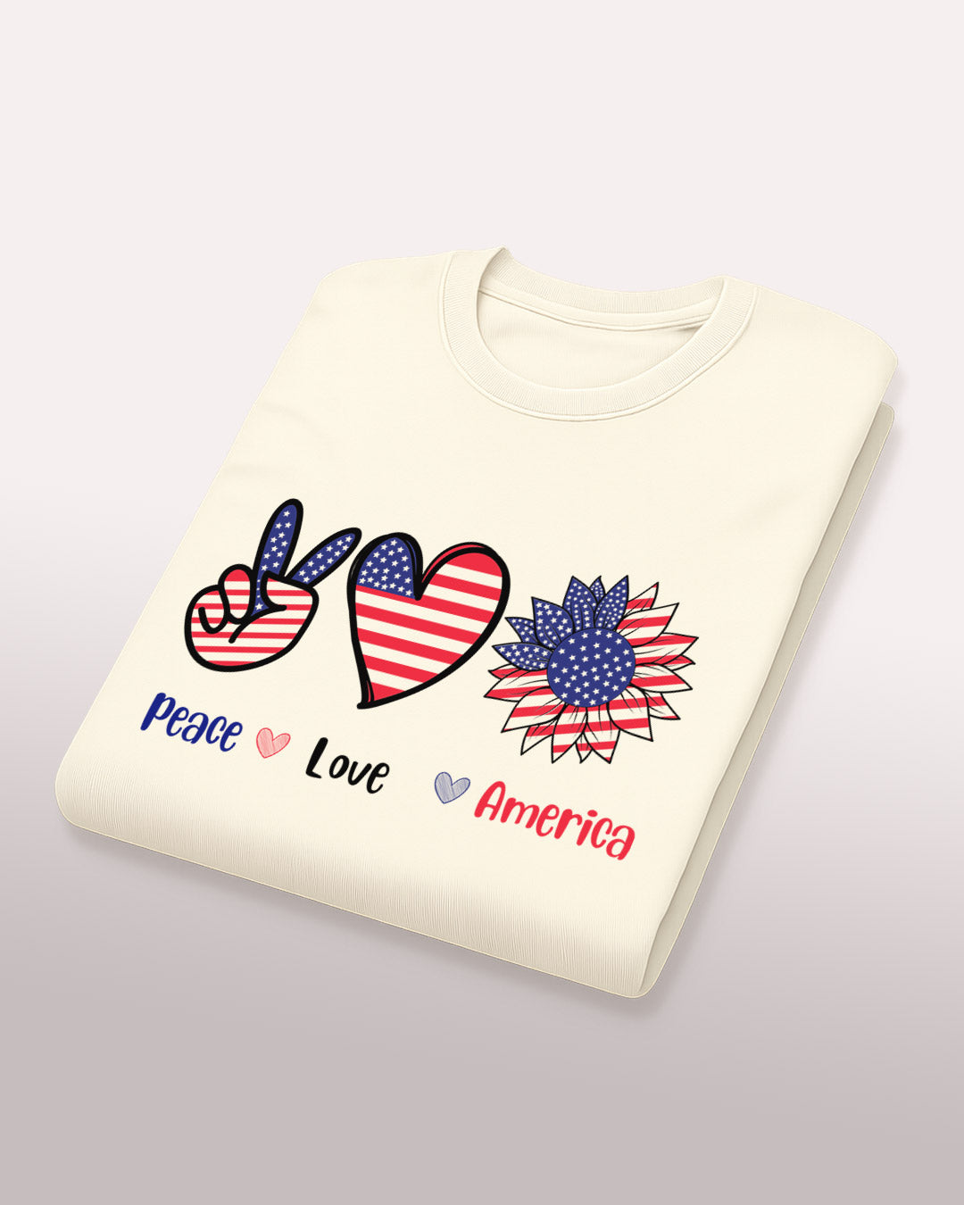 Peace, Love, America Tee – Patriotic Flower Power